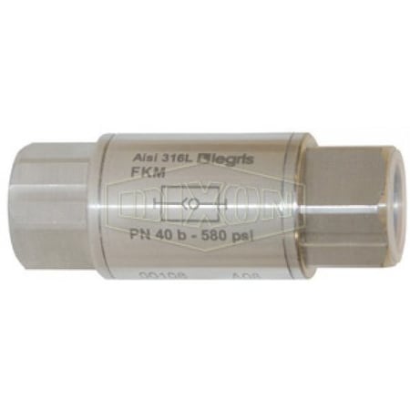 Dixon Legris by Uni-Directional Check Valve, 3/8 in, FNPT, 316L Stainless Steel Body, FKM Softgoods 48951818